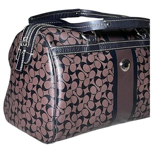 Coach Chelsea Heritage Brown & Black Coated Leather Satchel Handbag F1069-F15132 - Picture 3 of 16